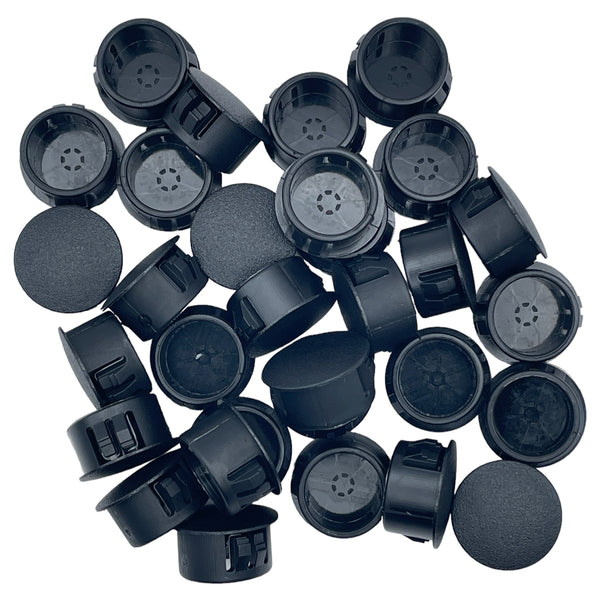 Fits 5/8" Hole - 3/4" Diameter - up to 1/8" Panel Thickness - Nylon Caps Locking Panel Plugs