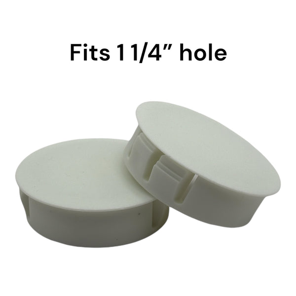 Fits 1 1/4" Hole - 1 3/8" Diameter - up to 1/8" Panel Thickness - Nylon Caps Locking Panel Plugs