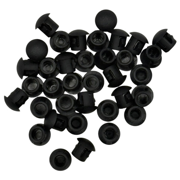 Fits 3/16" Hole - 1/4" Diameter - 15/64" Height -up to 1/16" Panel Thickness - Nylon Caps Locking Panel Plugs