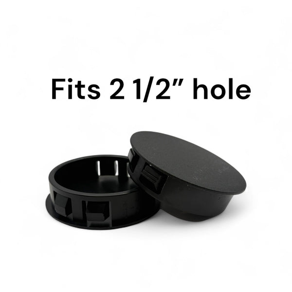 Fits 2 1/2" Hole - 2 13/16" Diameter - up to 1/4" Panel Thickness - Nylon Caps Locking Panel Plugs