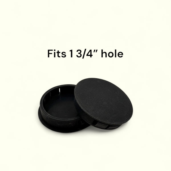 Fits 1 3/4" Hole - 1 15/16" Diameter - up to 1/8" Panel Thickness - Nylon Caps Locking Panel Plugs