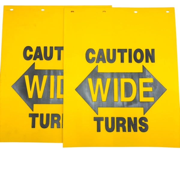 Caution Wide Turn Linear Low-Density Polyethylene Truck/Semi Mud Flaps Super Durable 24" x 30" x 1/4"