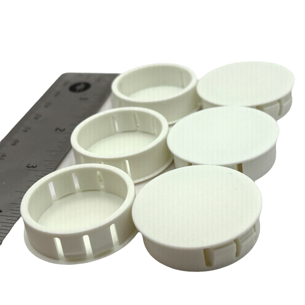 Fits 1 3/8" Hole - 1 1/2" Diameter - up to 1/8" Panel Thickness - Nylon Caps Locking Panel Plugs