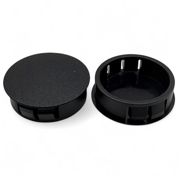 Fits 1 3/8" Hole - 1 1/2" Diameter - up to 1/8" Panel Thickness - Nylon Caps Locking Panel Plugs