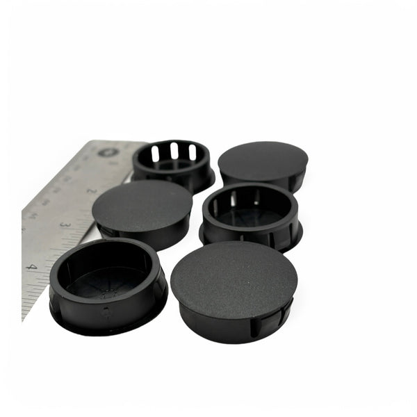 Fits 1 1/4" Hole - 1 3/8" Diameter - up to 1/8" Panel Thickness - Nylon Caps Locking Panel Plugs