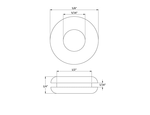 Fits 1/2" Hole - 1/16" Panel Thickness - 5/16" Center Hole - Rubber Grommet