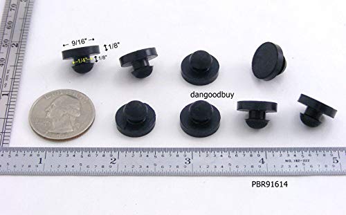 Fits 1/4" Hole - 9/16" Diameter - 3/8" Total Height - 1/8" Panel Thickness - Push-in Ridged Stem Rubber Grommet Bumper