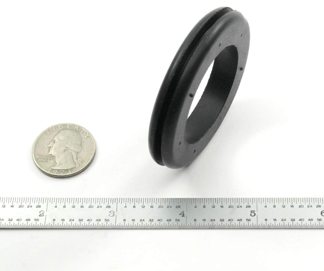 Fits 2" Hole - 3/32" Panel Thickness - 1 1/2" Center Hole - Rubber Grommet