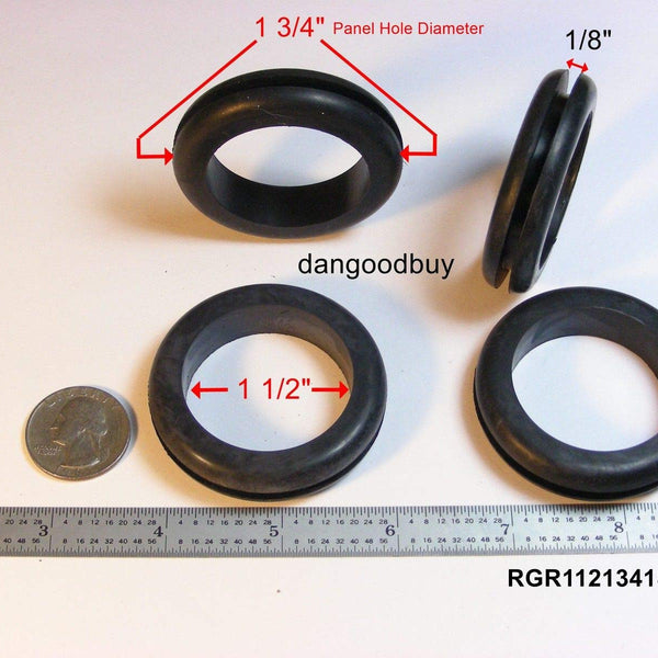 Fits 1 3/4" Hole - 1/8" Panel Thickness - 1 1/2" Center Hole - Rubber Grommet