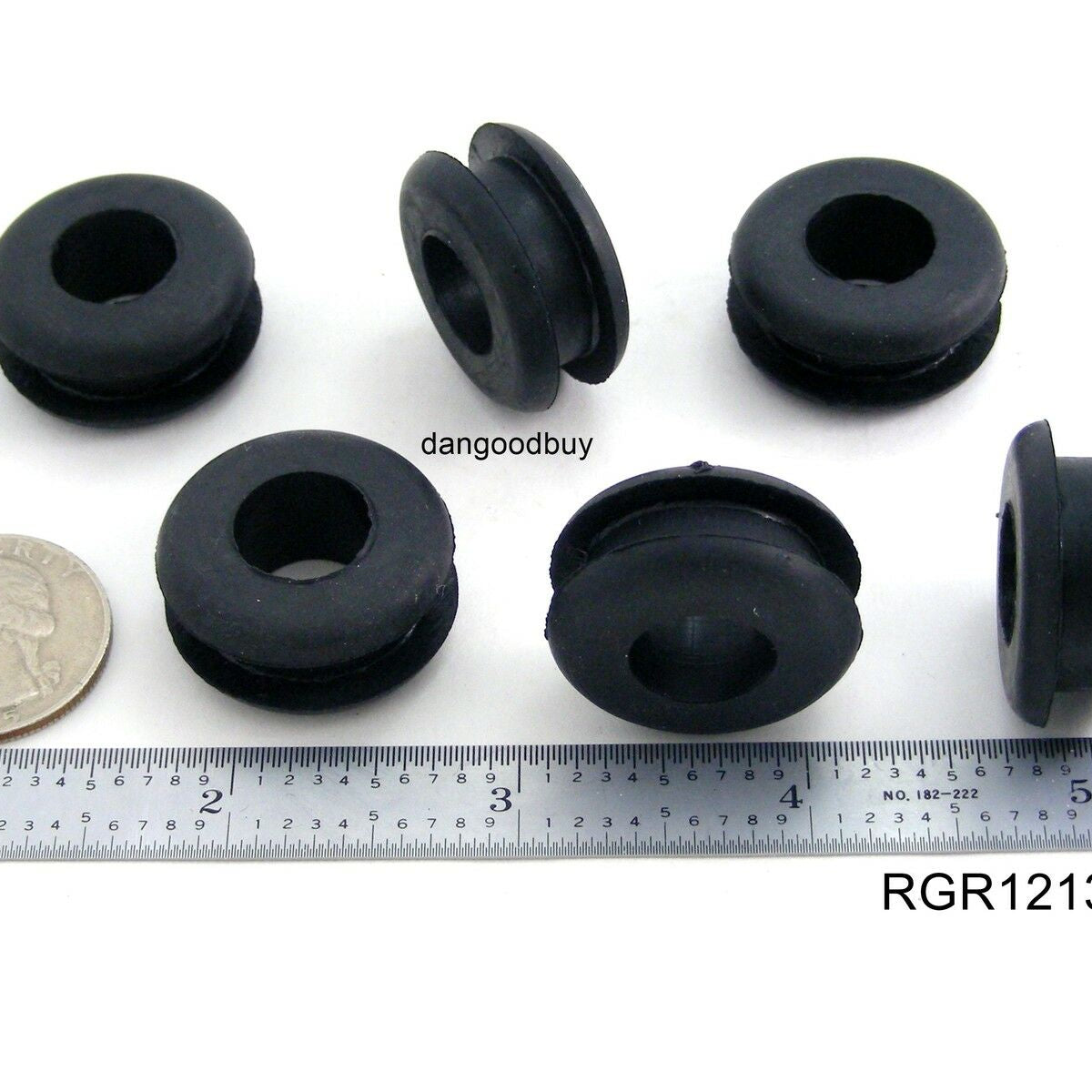 Fits 13/16" Hole - 1/4" Panel Thickness - 1/2" Center Hole - Rubber Grommet