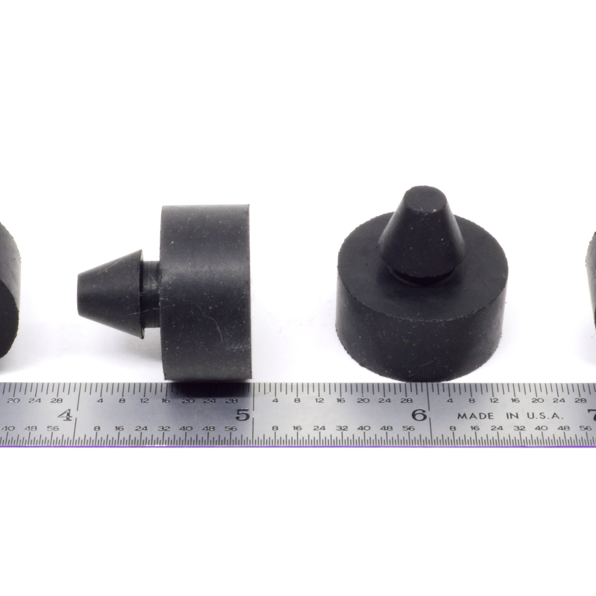 Fits 3/8" Hole - 1/2" Diameter - 1/2" Height - 1/8" Panel Thickness - Push-in Rubber Grommet Bumper