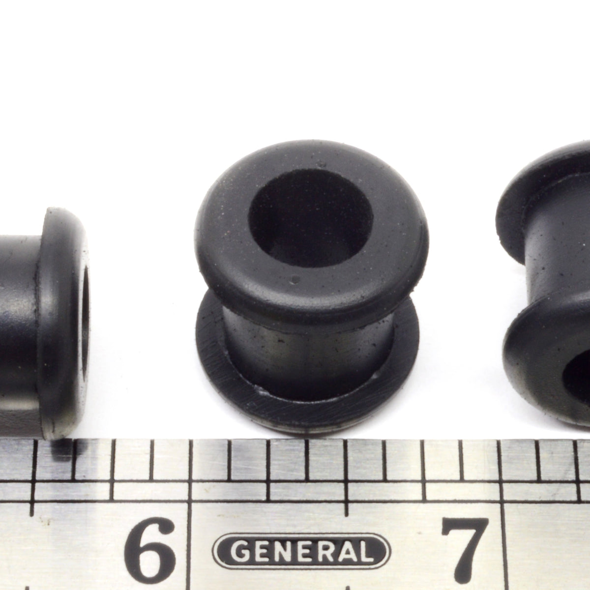 Fits 9/16" Hole - 1/2" Panel Thickness - 3/8" Center Hole - Rubber Grommet