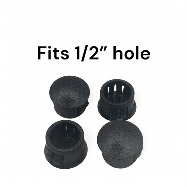 Fits 1/2" Hole - 9/16" Diameter - up to 1/8" Panel Thickness - Nylon Caps Locking Panel Plugs