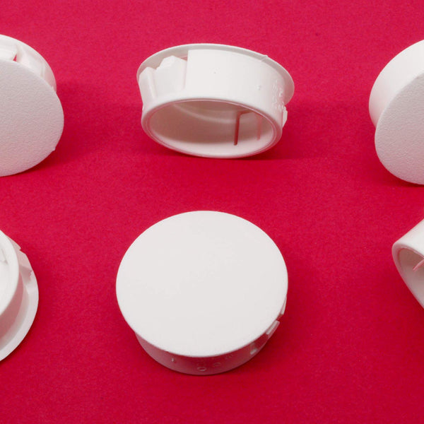 Fits 1 1/8" Hole - 1 1/4" Diameter - up to 1/8" Panel Thickness - Nylon Caps Locking Panel Plugs