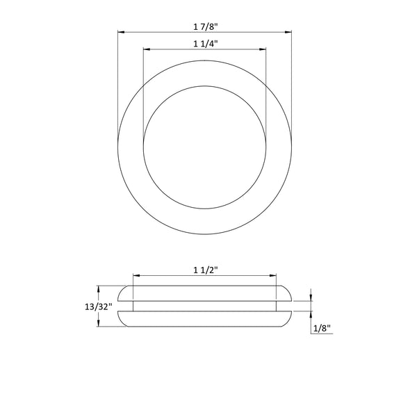 Fits 1 1/2" Hole - 1/8" Panel Thickness - 1 1/4" Center Hole - Rubber Grommet