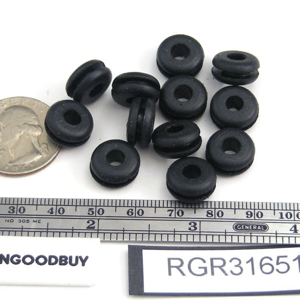 Fits 5/16" Hole - 1/16" Panel Thickness - 3/16" Center Hole - 1/2" Outer Diameter - Overall Height 1/4" - Rubber Grommet