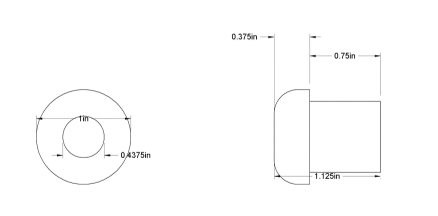 Fits 3/4" Hole - 1" Diameter - 1 1/8" Height - Compressible Stem Push In Rubber Bumper