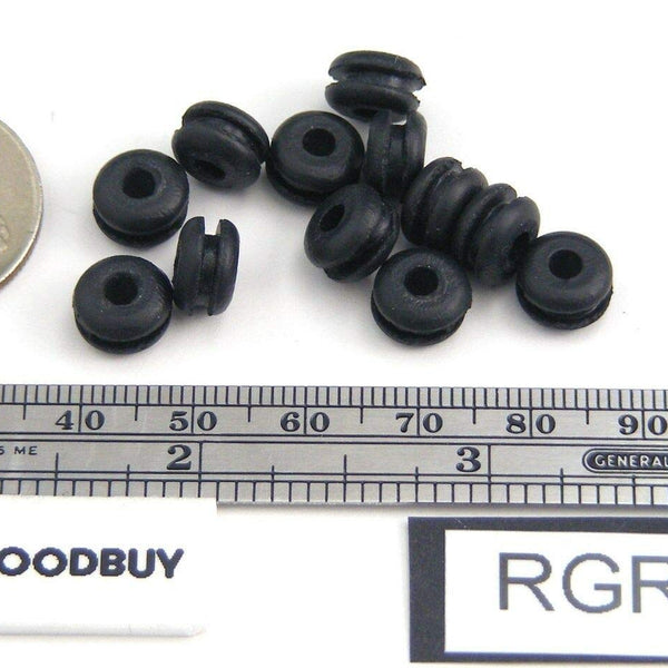 Fits 1/4" Hole - 1/16" Panel Thickness - 1/8" Center Hole - Rubber Grommet