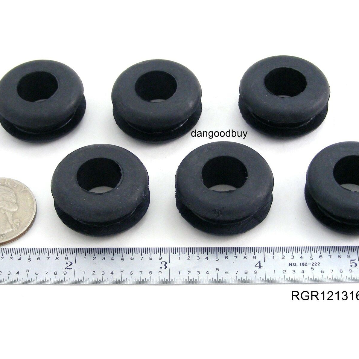 Fits 13/16" Hole - 1/4" Panel Thickness - 1/2" Center Hole - Rubber Grommet