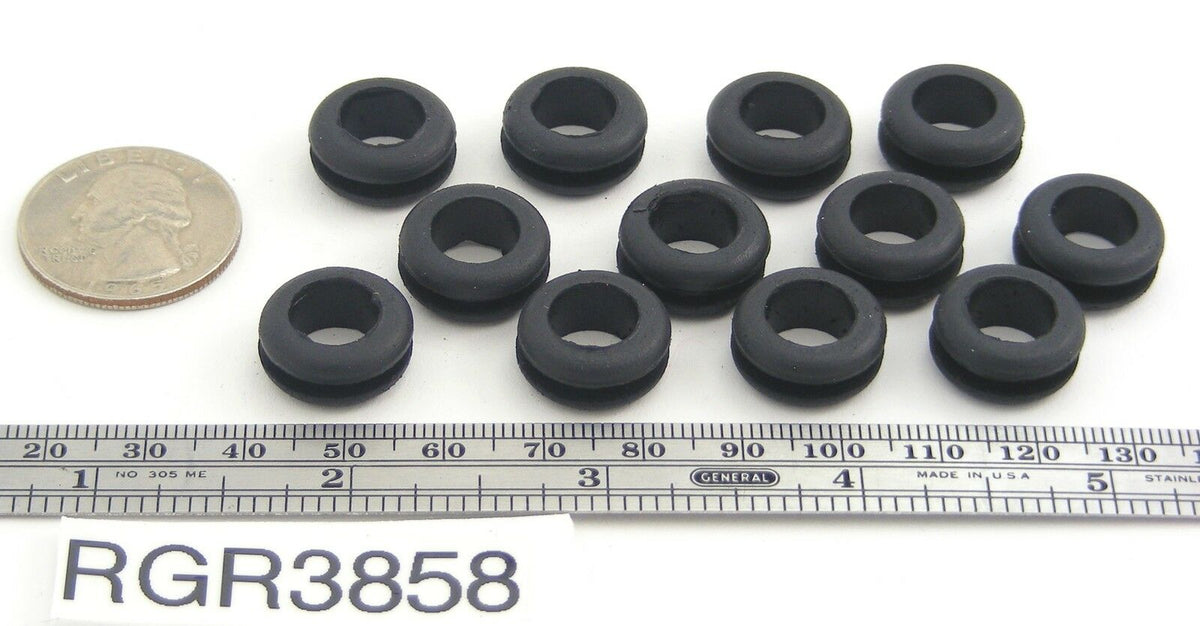 Fits 7/16" Hole - 3/32" Panel Thickness - 3/8" Center Hole - Rubber Grommet